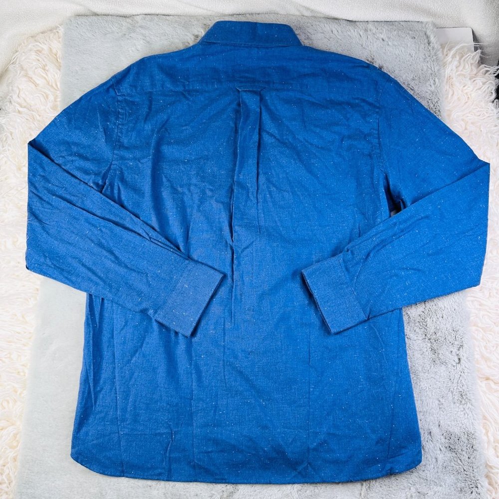 Jos A Bank Shirt Mens XL Stretch Tailored Fit Button Down Blue Speckled Casual - Picture 11 of 11